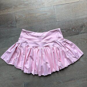 Gold Hinge Pleated Tennis Skirt, Light Pink, XS